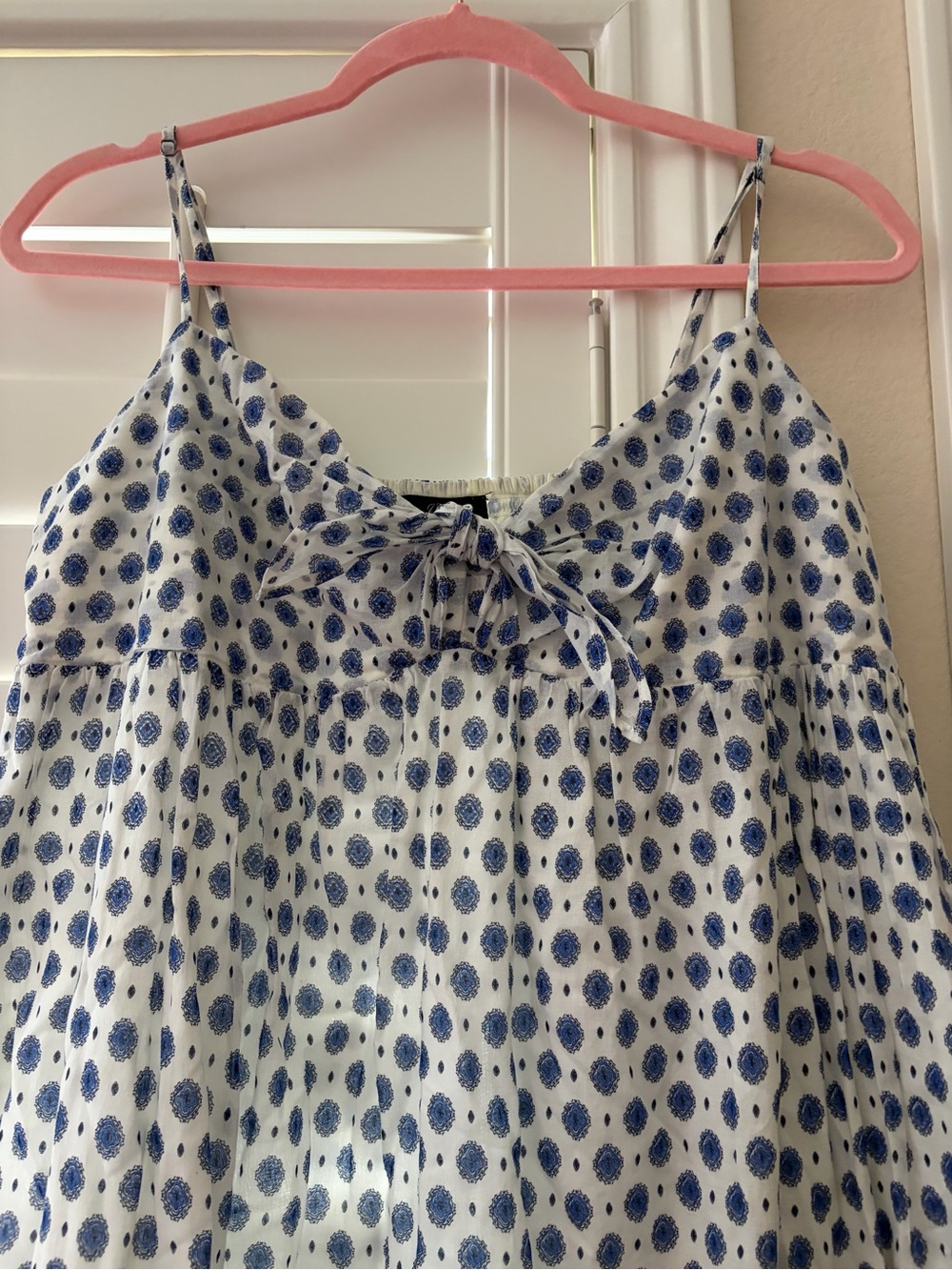 J. Crew White summer Dress with Blue Dot Print - Picture 4 of 7